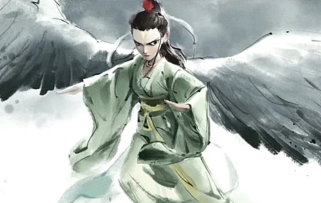 哪吒 魔童闹海 鹤童 水墨画 带鱼屏2K 壁纸 3440×1440