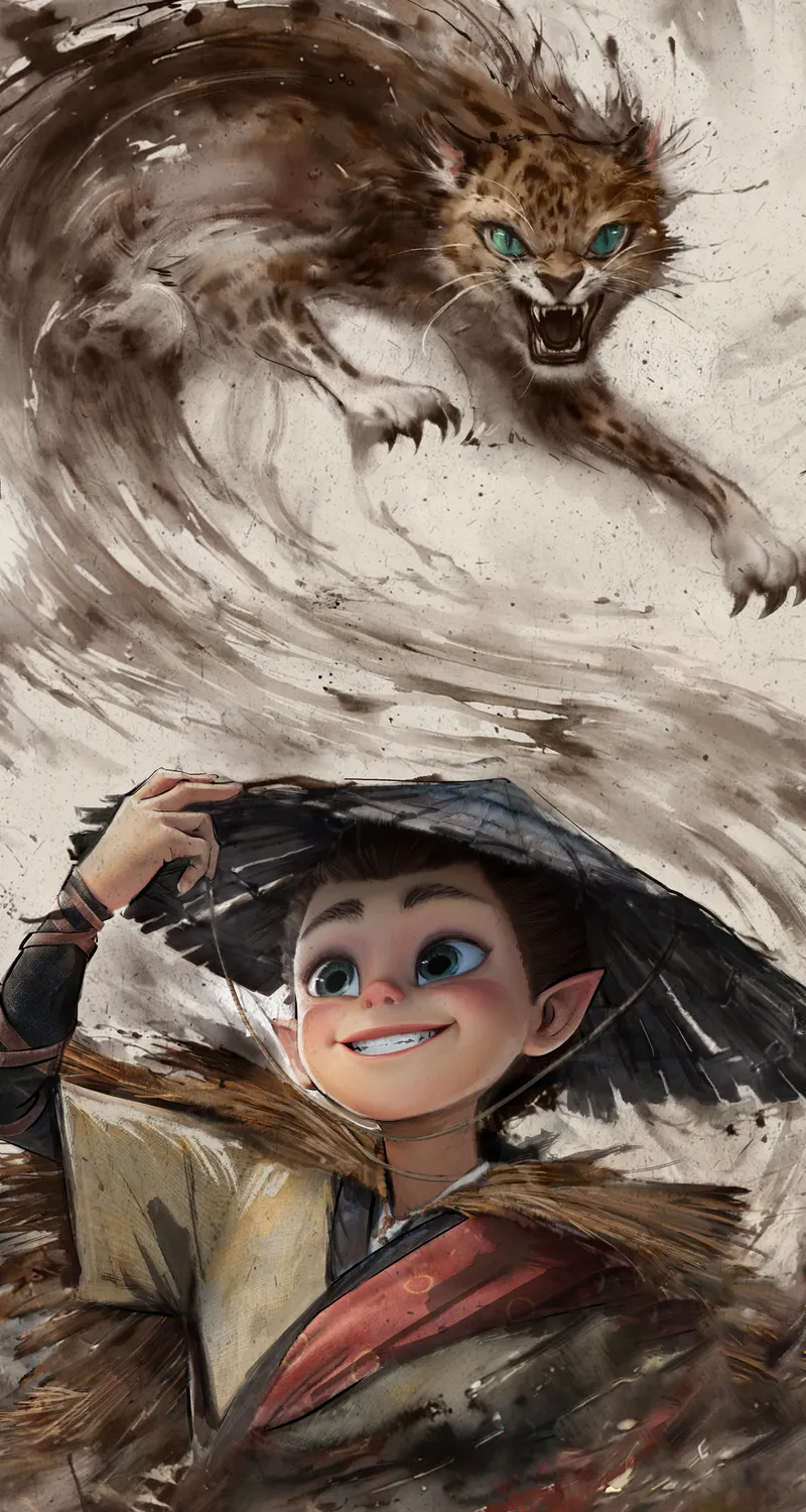 热门哪吒 魔童闹海 申小豹 水墨 5k 手机手机1080P 高清壁纸 2522×5463