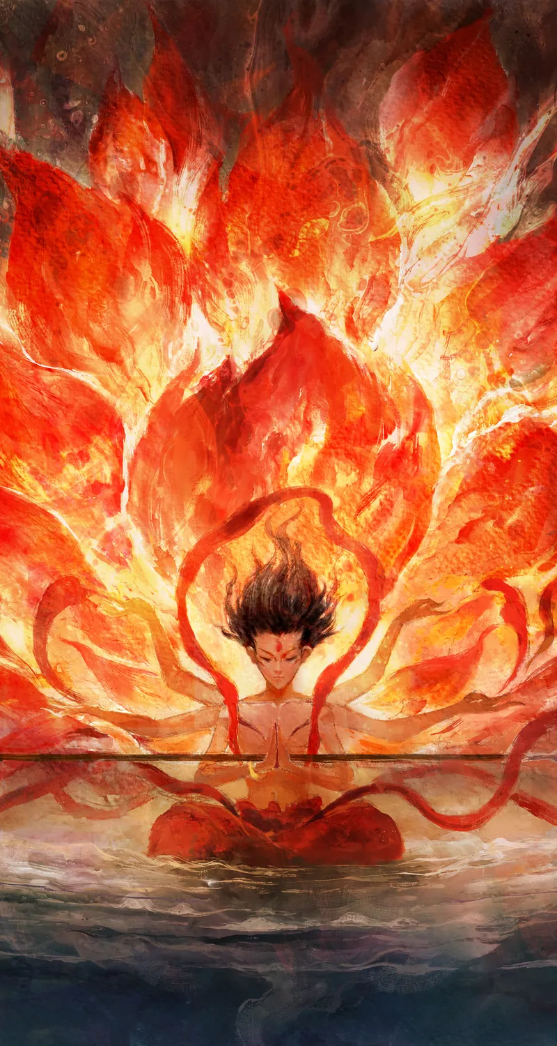 火莲花 哪吒 魔童闹海 4K 超高清 手机手机1080P 高清壁纸 2160×3840