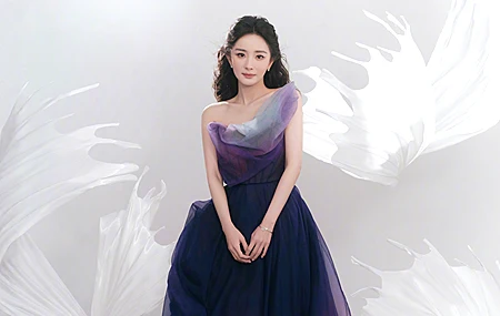 杨幂 深蓝 紫裙子 美女 桌面壁纸 3840×2400