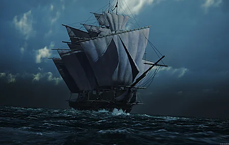 唯美最终幻想VI 最终幻想 帆船 大海 海浪 无水印壁纸 3840×2160