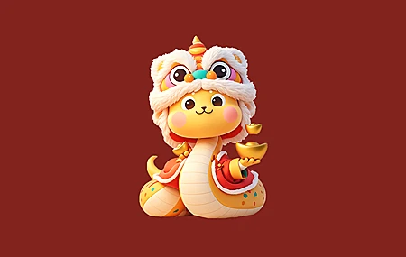 绚丽2025 新年 可爱 小黄蛇 4K壁纸 3840×2160