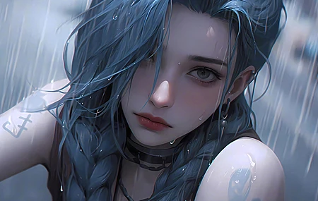 热门雨 金克丝 女孩 美女 2K 高清壁纸 2880×1800
