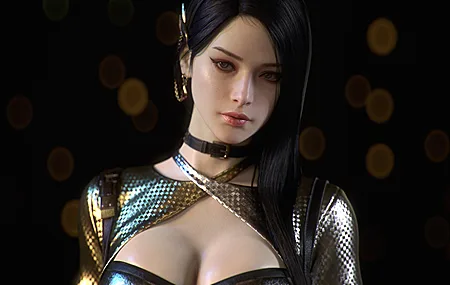高清女性 黑发 长发 部 项链 耳环 眼线 简单背景 特写 壁纸 3840×2160
