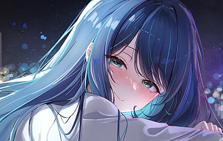 丁香 长发 微笑 蓝眼睛 动漫 黑川茜 女孩 脸红 特写 壁纸 4459×2388