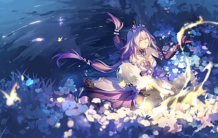 热门插图 插画 少女 花 水 抱着 桌面壁纸 4000×2300