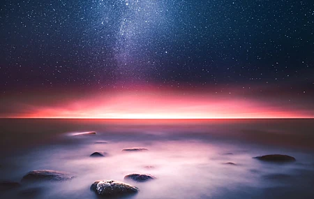 自然 风景 摄影 星星 星空 海水 岩石 天空 壁纸 4950×2785