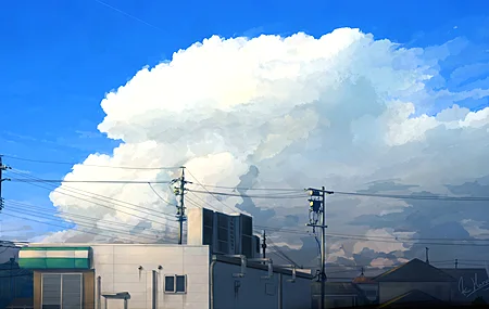 热门天空 云 电线杆 治愈 动漫 风景 4K壁纸 3840×2160