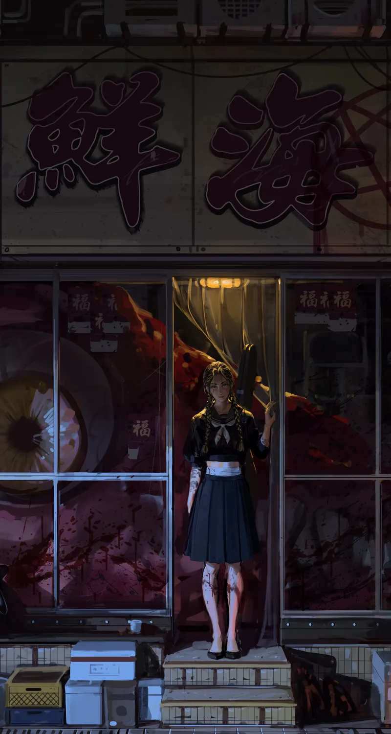 JK 女人 生物 辫子 人物 校服 绘画 女孩 手机 手机壁纸 5394×6742