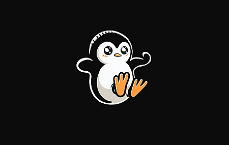 经典卡通 极简主义 黑色背景 插图 吉祥物 图标 剪影 现代 简单背景 企鹅 手机壁纸 3860×2171