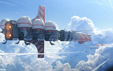 唯美飞机 云 轨迹 宇宙 飞船 阳光 天空 未来派 4K壁纸 3840×2160