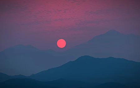 日落 山脉 太阳 剪影 天空 云 红太阳 自然 极简主义 手机壁纸 3840×2160